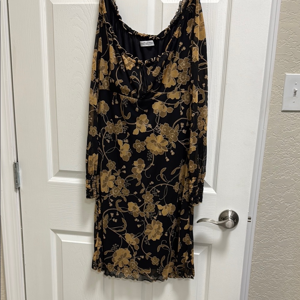 Floral Black and Gold Dress